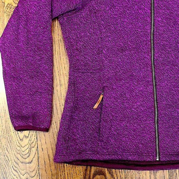 COLUMBIA Womens Raspberry Knit Full Zip Fleece Lined Zip Pockets Hoodie Large - Picture 6 of 15